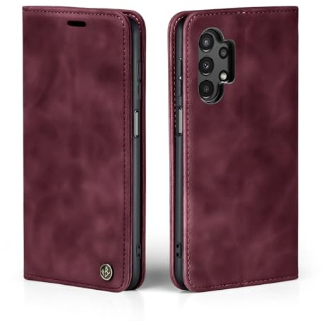 LBH Handyhülle für Samsung Galaxy A23 5G in Weinrot mit Karten- und Geldfach Smartphone Hülle mit Standfunktion Flip Case Schutzhülle Magnetverschluss Vintage