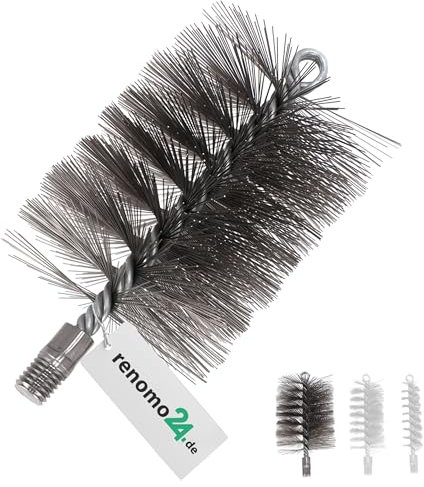 Renomo24 M12 Ofenrohrbürste aus Stahldraht, Heizkesselbürste mit M12 Gewinde, Kesselbürste 120mm, für effiziente Reinigung