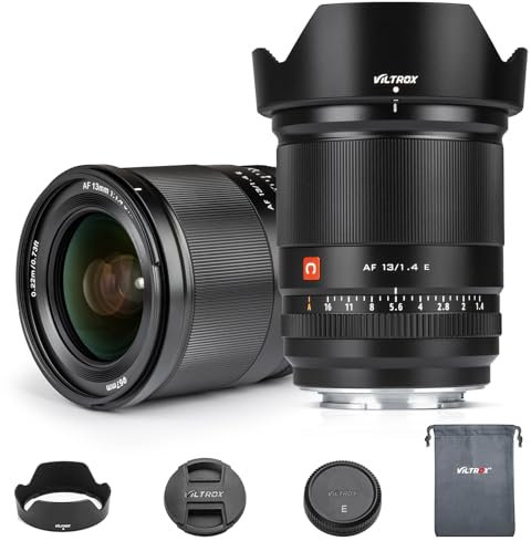 VILTROX 13mm F1.4 Wide Angle Aps-C Objetivo Auto Focus Lenses for Sony E Mount Camera Objectif Lentes de cámara estándar FE Gran Apertura Compatible para Sony a6000 a6100 a6400 a6500 a6600 a6700