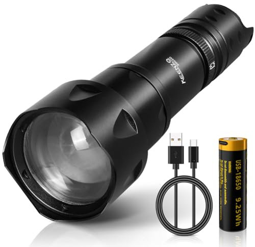 KEENZO 850nm IR Illuminator Torch Lights for Night Vision,Fresnel Lens Zoomable Infrared Flashlight with Rapid Dimmer Switch IR Spotlight Max Lighting 500M