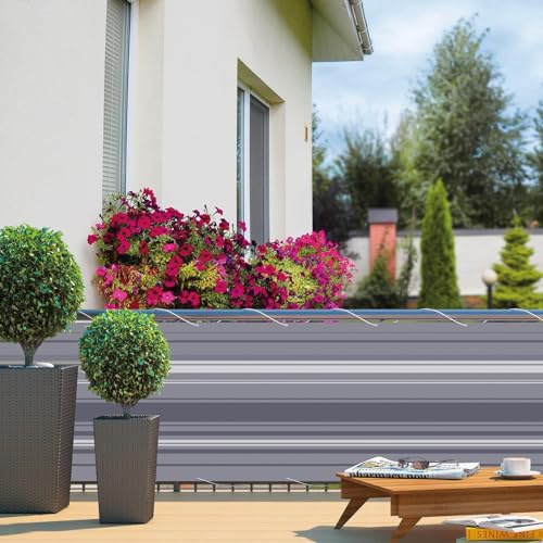 matrasa Balkonsichtschutz - robust und reißfest - Balkonbespannung Sichtschutz Segel für Balkon 6 x 0,9 m Grau gestreift