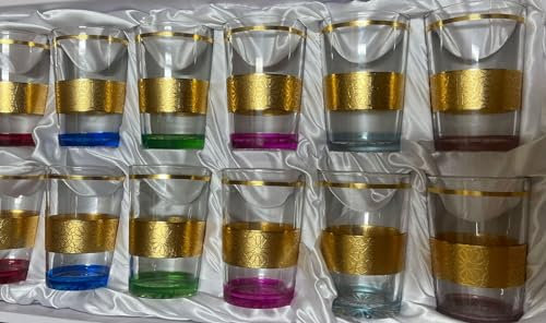 MIELIMON Juego de 12 vasos elegantes para té marroqui de 150ml, tazas de té persa árabe para servir café, café expreso
