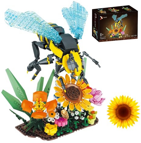 Insekten Sammlung, Biene Blumen Bausteine Set 750 Teile, Insekten und Blumen Klemmbausteine mit Sonnenblume & Pflanzen, Bausteinspielzeug für Kinder Erwachsene, Lustiges Geschenk für Naturliebhaber