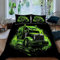 Ruiqieor Bettwäsche 135x200cm,Grüner LKW Motiv Bettbezüge 3teilig Microfaser-Baumwolle Bettbezug mit Reißverschluss und 2 Kopfkissenbezug für Jungen Mädchen Komfort（#9）