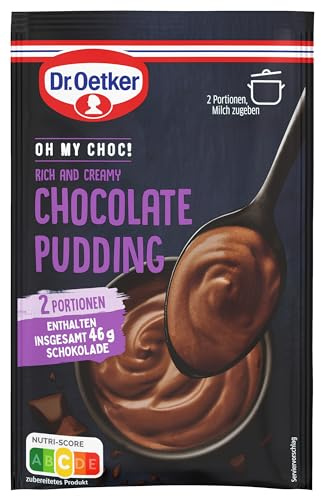 Dr. Oetker OH MY CHOC! Rich and Creamy Chocolate Pudding | Schokopudding: 100 g Puddingpulver für Schokocremepudding mit insgesamt 46 g Schokolade