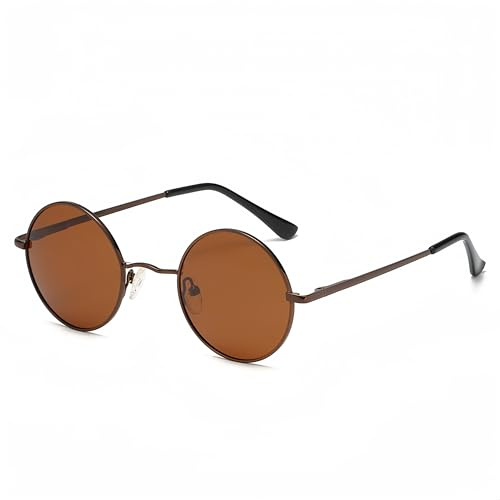 WDZAYXC Retro Classic Runde polarisierte Sonnenbrille mit Metallrahmen für Herren und Damen