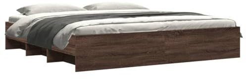 vidaXL Bettgestell, Bettrahmen mit Lattenrost, Schlafzimmerbett Bett mit Stauraum, Doppelbett für Schlafzimmer, Braun Eichen-Optik 180x200cm Holzwerkstoff