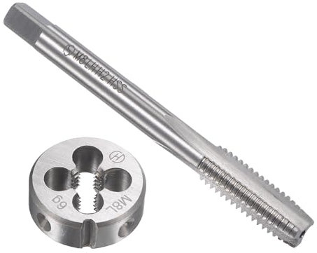 TOP-VIGOR M8 x 1,25 mm metrischer Linksgewindebohrer und Schneideisen-Set, Maschinengewindebohrer mit rundem Gewindeschneider, robustes Gewindebohrer- und Schneideisen-Set für Heimwerker, Reparatur,
