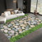 Teppich Wohnzimmer Grün Teppich, Naturfotografie Gras Kieselsteine rutschfest Schlafzimmer Teppich, 60x90 cm Weich Waschbar Teppiche für Wohnzimmer, Schlafzimmer und Flur