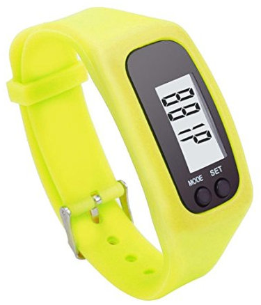 Tlily Montre de podometre LED Intelligente Sportif Montre de podometre a Bracelet en Silicone Montre de podometre LCD numerique Compteur de Calories a Courte Distance Montre (Jaune)