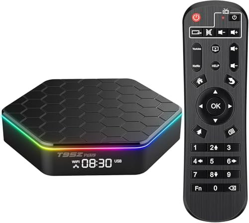 T95z Plus TV Box, Android Box 4Go RAM 32Go ROM Allwinner H618 Quad-Core Processeur Arm Corter-A53 64bits Mali-G31 MP2 GPU 6K Résolution 2.4G/5G WiFi6 10/100M Ethernet BT 5.0