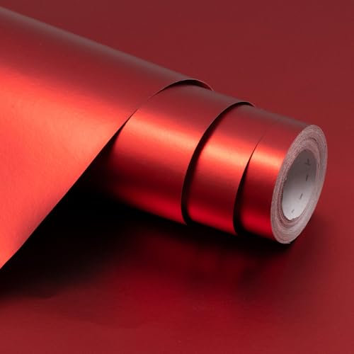 Rouleau de papier cadeau rouge mat, 43 cm x 12 m, couleur unie, pour mariage, Saint-Valentin, anniversaire, fête, festival, décorations de cadeaux