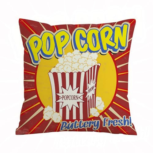 ERRTU Kissenbezug 40x40 cm,Popcorn-Vintage-Grunge-P-Vektor-Illustration,Dekokissen Kissenbezüge Deko Kissen Bezug Wohnzimmer Zierkissen für Sofa Stuhl Bett Garten
