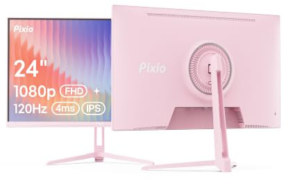 Pixio PX246 Wave Pink 24 inch 120Hz Refresh Rate FHD 1080p Resolution IPS Panel 4ms GTG Response Time Gaming Monitor with Adaptive Sync
