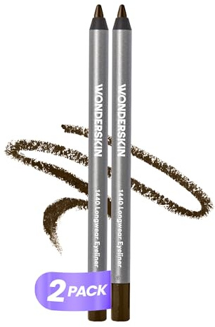 Wonderskin Eyeliner Pencil, 1440 Longwear Brown Eyeliner Pencil, 2 Pack - Waterproof, Sharpenable & Smudge Proof
