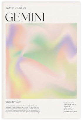 NSKDJSE Engels-Zahlen-Gemini-Poster, Leinwand, Poster, Schlafzimmer, Dekoration, Landschaftsdekoration, Geschenk, 30 x 45 cm