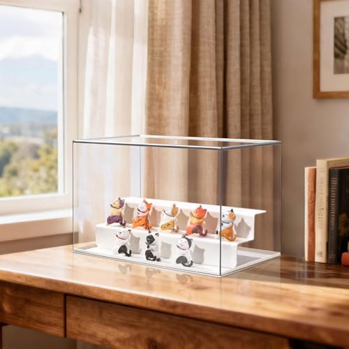 Novelfun 3 Schicht Vitrine für Minifiguren Aufbewahrungsbox 30x18x20CM | Stapelbare Schaukasten, staubdicht, transparent, Minifiguren Display Box, Klein-Sammlerstücke und Spielzeug