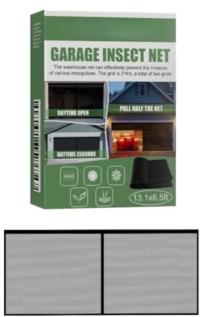Moustiquaire de porte de garage rétractable et portable pour terrasse, atelier, véranda, noir, 2 x 4 m