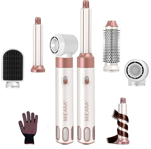 MIEARA 5 in 1 Hair Styler & Air Styler, 1000W Ionic Hair Dryer with 3 Heat Settings, Auto Wrapping Hair Curlers, Hot Air Brush, Straightening Brush for Quick Styling and Volumising for All Hair Types