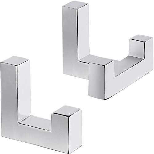 Gedotec Wand-Haken eckig Kleiderhaken Tür 1 Set - Metallhaken Vintage - TETRIS | Einzelhaken + Doppelhaken Chrom poliert | Garderoben-Haken Metall unsichtbar verschraubt | Aufhänger für Wand-Montage