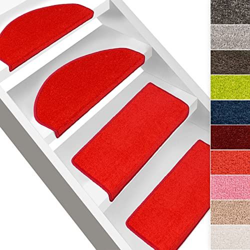 casa pura Stufenmatte Dynasty Velours - Halbrund oder eckig - In 7 Farben (Stufenmatte rechteckig1 Stück, Rot)