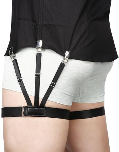 Kedofe Herren-Hemdenhalter, verstellbar, elastisch, Militärhemdenhalter mit rutschfesten Verschlussklemmen