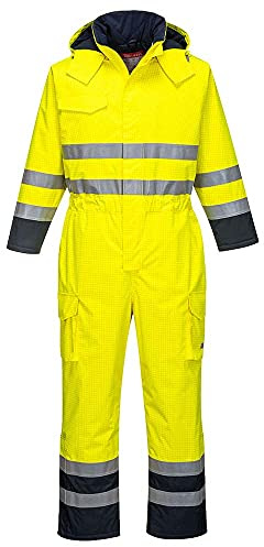 Portwest Bizflame Rain Hi-Vis Multi Coverall, Size: M, Colour: Yellow/Navy, S775YNRM