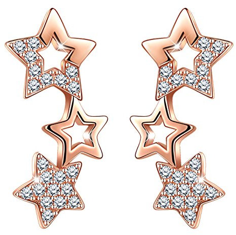 Unendlich U Elegant Sterne Sternchen Ohrstecker 925 Sterling Silber Zirkonia Damen Ohrringe Ohrschmuck, Rosegold