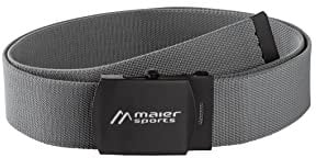 Maier Sports Tech Belt, Gürtel, Bequemer Outdoorgürtel mit Koppelschließe für Männer und Frauen, Extrem leicht, Stufenlos verstellbar, Perfekter Sitz, Grau, 1 (110 cm)