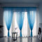 BOYOUTH Rideaux transparents de couleur unie, gaze de fenêtre avec passe-tringle pour chambre à coucher, salon, hôtel, bleu, 1 panneau, 99 x 198 cm