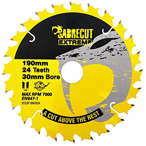 1 x SCCSF190CR24 SabreCut 190mm 24T x 30mm Bore Circular Saw Blade