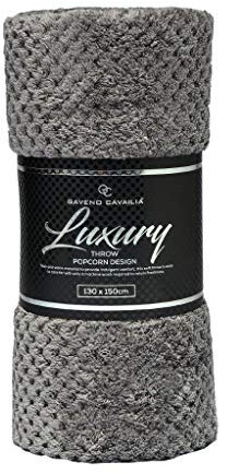 CT Popcorn Style Luxurious Throws Super Soft Warm Cosy Sofa and Bed Fleece Blankets (Charcoal, Single [130x150cms])