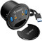 ORICO USB Hub para Mesa, Hubs USB Multifuncional 5 en 1 con 2 Puertos de USB 3.0, 2 Audio(3,5mm) y 1 Type-C Adecuado para Agujeros con un Diámetro de 60mm y una Altura de 4,7mm （Negro）