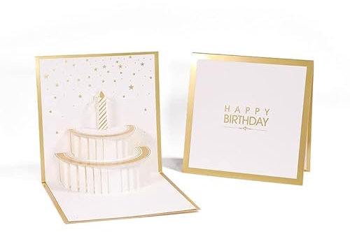 ANEWISH Happy Birthday Karte mit Geburtstagskuchen,Hohlschnitzerei Geburtstagskarte, mit Umschlag