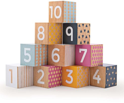 Bigjigs Toys, FSC®-zertifizierte Zahlenblöcke, Holzspielzeug, Baby-Holzspielzeug, Zahlenspielzeug, Babyspielzeug, Holzstapelspielzeug, Bauklötze