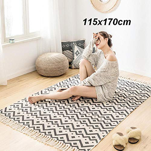 DAERG Muslim Retro Carpet for Living Room Boho Ethnic Bedroom Tassel Anti-Slip Rug Macrame Polar Floor Mat Tatami Prayer Mats Carpets,Large Size C