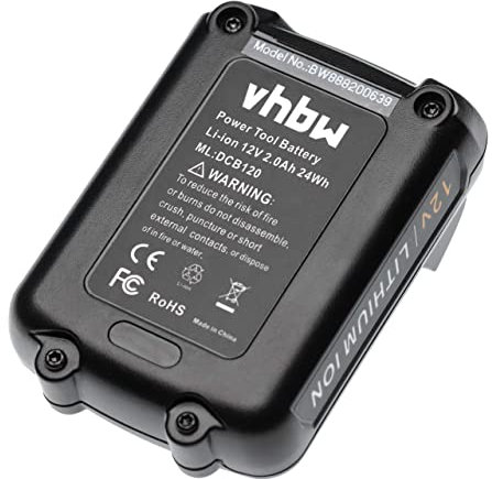 vhbw batteria sostituisce Dewalt DCB127, DCB125, DCB123, DCB121, DCB120, DCB101, DCB100 per utensile elettrico (2000 mAh, Li-Ion, 12 V)
