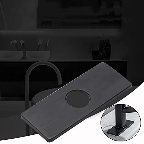 MOVKZACV - Piastra rettangolare per rubinetto, 15,2 cm, rubinetto per lavabo da 10,2 cm, piastra di ricambio in acciaio inox a 3 fori (nero, opaco)