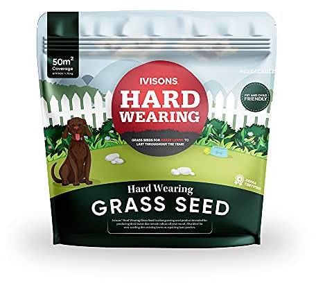 Ivisons Premium Hard Wearing Grass Seed 1.75kg | Fast Growing Lawn Seed | Rye Grass Seeds Patch Lawn Repair | Dog Friendly | Robust High Traffic Mix | Covers 50 m2