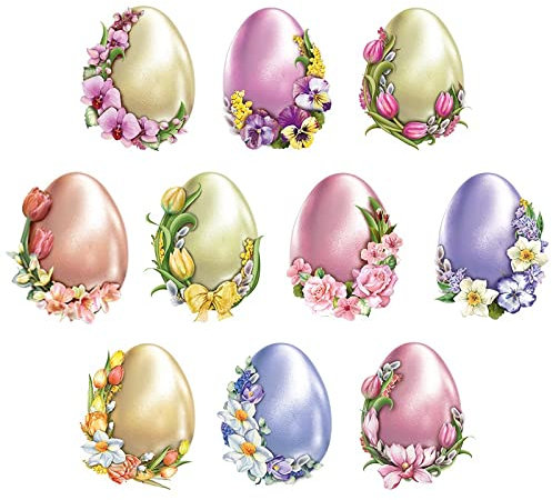Ideen mit Herz 3-D Motive, ausgestanzt, ca. 7-10 cm, 10 Stück im Beutel | Bilder zum Basteln & Dekorieren | Grußkarten selber machen | Bildmotive für Scrapbooking & DIY-Deko (Blumen mit Ei)