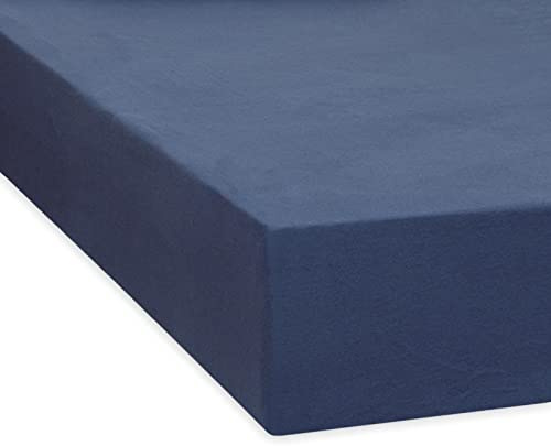 TRAUMSCHLAF Feinbiber Boxspring Spannbetttuch – kuschelig, weich aus 100% Baumwolle – flauschig, passformbeständig mit Rundumgummi – für Matratzen bis 35 cm – 200x200 cm, Marine