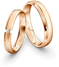 JC Trauringe 333 Gold Paarpreis I Eheringe mit kostenfreier Gravur I Verlobungsringe Rotgold inkl. Etui-Box I Herrenring ohne Stein & Damenring mit Zirkoniastein I Gr. 48 bis 72 I ICT11