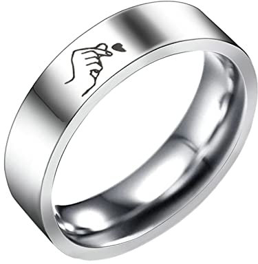 KnBoB 4MM Herrenringe, Silber Liebe Geste Herz Edelstahl Ringe Jahrestag für Herren Größe 62 (19.7)
