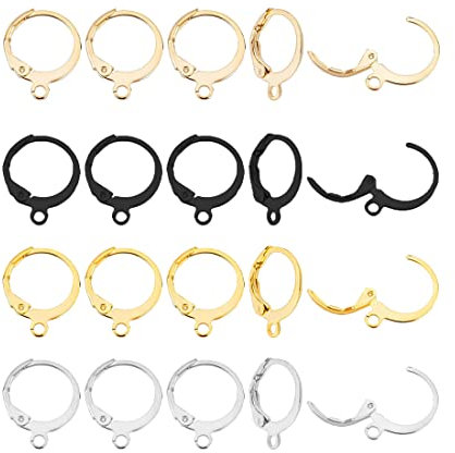 40 Stück 4 Farben Hypoallergene Creolen Edelstahl Ohrringe Creolen Weinglas Charms, Brisuren Ohrringe Mit Schleifen Edelstahl Ohrringe DIY Zubehör Brisuren Ohrhaken Creolen Basteln von Ohrhängern