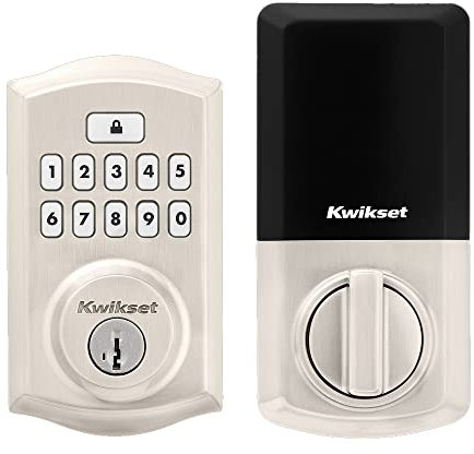 Kwikset 992600-007 SmartCode Keyless Electronic Deadbolt, Microban Protected Keypad, Auto Door Lock, SmartKey Re-Key Security, Satin Nickel, Traditional