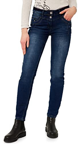 CECIL Damen B375745 Jeanshose Loose, Dark Blue Used wash, 27