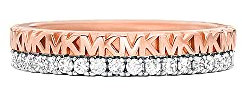 Michael Kors - Zweifarbiger Monogramm-Bandring aus 14 Karat Roségold vergoldetem Sterlingsilber, MKC1581AN791;7