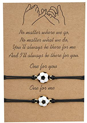 Yowablo Fußball-Form-Karte Best Friend Armbänder Paare Armbänder für 2 Passende für Sie und Ihn Liebhaber Armband Schmuck für Freundschaft Beziehung Freund Freundin Armbänder Bastelset Jungs