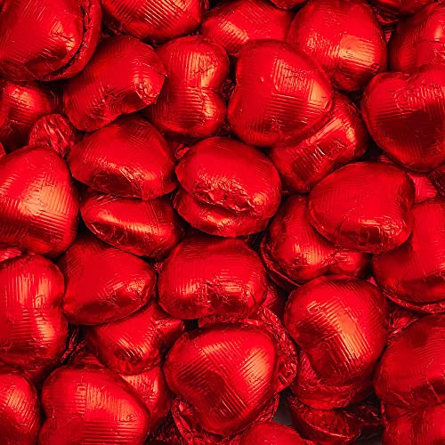 Italian Options Milk Chocolate Foiled Hearts, 200 Chocolates, Red Foil