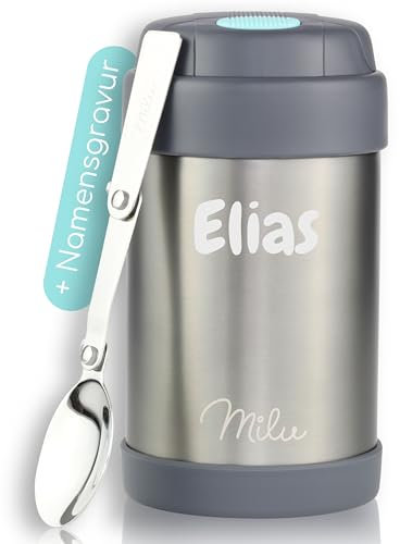 Milu® Thermobehälter 440ml mit Gravur personalisiert - Ostergeschenke für Kinder I Geschenk Ideen Papa, Mama, Freund, Freundin I Geschenkideen zum Vatertag Muttertag I Geschenke Opa & Oma